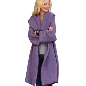 Soft Surroundings Telluride Mohair Wool Long Cardigan, Purple, XS